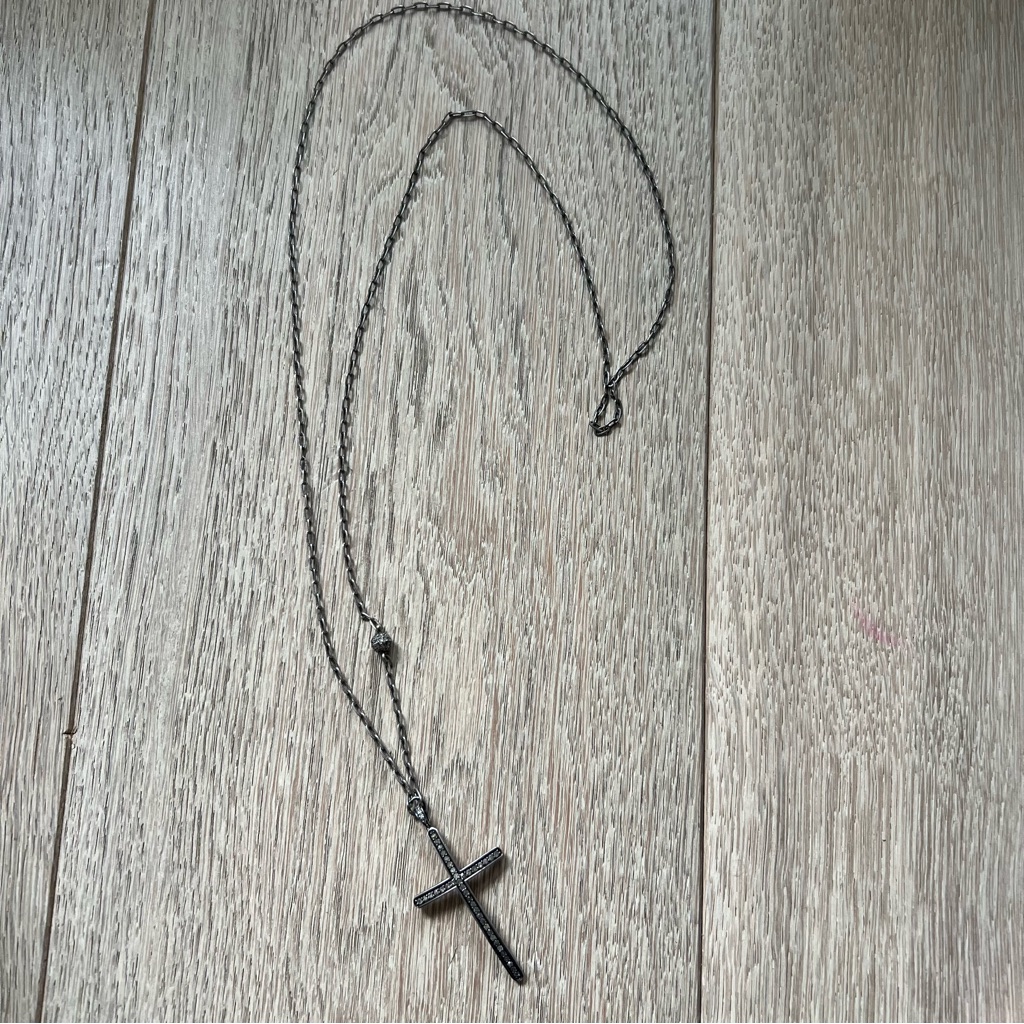 Diamond Sterling Champagne Diamond Cross Necklace